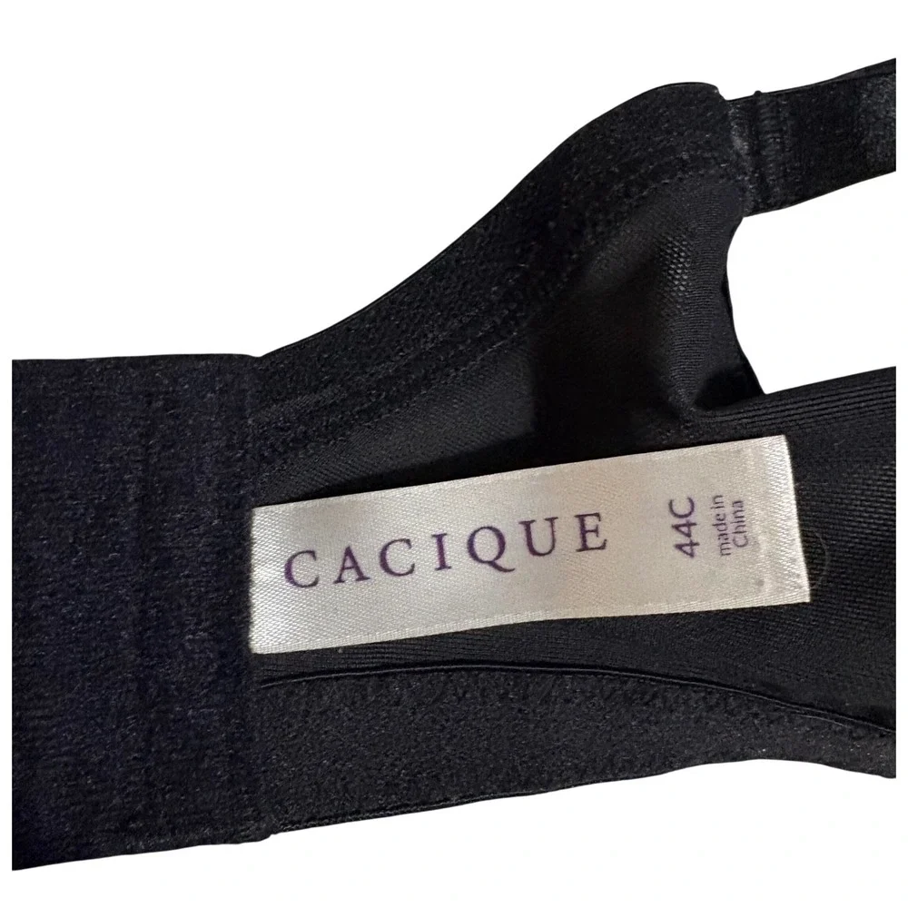 Cacique Underwire Bra Womens 44C Black Champagne Floral Lace Unlined. EUC - Picture 3 of 3